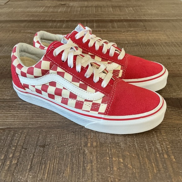 Vans Red Old Skool Checker Board Men’s 5.5 Women’s 7 - Picture 3 of 8